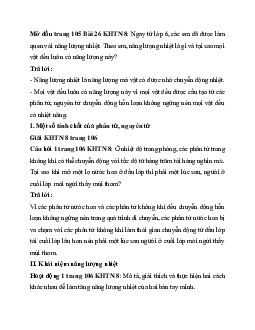 Giải Khoa học tự nhiên 8 bài 26: Năng lượng nhiệt và nội năng | Kết nối tri thức