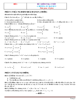 TOP 6 đề kiểm tra một tiết chương 4 đại số lớp 9 (có lời giải)