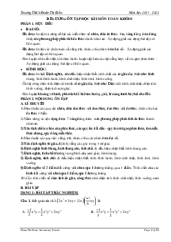 Đề cương ôn tập học kì 1 Toán 8 năm 2021 – 2022 trường THCS Đoàn Thị Điểm – Hà Nội