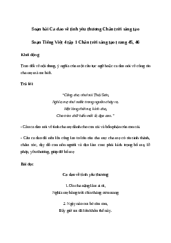 soạn bài Đọc: Ca dao về tình yêu thương - Tiếng Việt 4 Chân trời sáng tạo