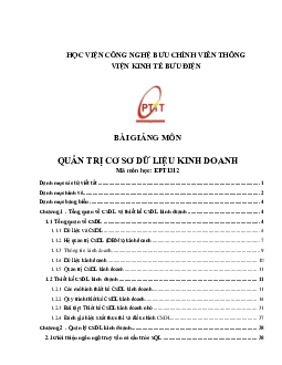 Lý thuyết bài giảng môn Quản trị cơ sở dữ liệu kinh doanh | Học viện Công nghệ Bưu chính Viễn thông