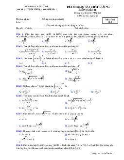 Đề khảo sát chất lượng môn Toán 11 trường THPT Thuận Thành 1 – Bắc Ninh