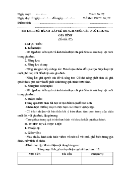 Giáo án Bài 13: Thực hành. Lập kế hoạch nuôi vật nuôi trọng gia đình Công nghệ 7 | Kết nối tri thức