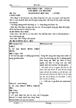 Giáo án môn Tiếng Việt 1 - Tuần 31 | sách Cùng học để phát triển năng lực