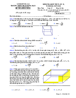 Đề kiểm tra 1 tiết Hình học 12 chương 1 năm 2017 – 2018 trường THPT Trần Hưng Đạo – Gia Lai