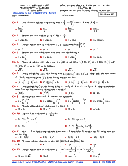 Đề khảo sát chất lượng lần 1 năm học 2017 – 2018 môn Toán 11 trường THPT Thuận Thành 3 – Bắc Ninh