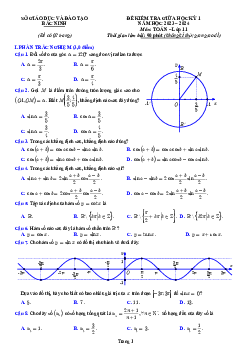 Đề kiểm tra giữa học kỳ 1 Toán 11 năm 2023 – 2024 sở GD&ĐT Bắc Ninh