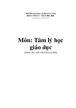 Giáo trình Tâm lý học giáo dục | Đại học Sư Phạm Hà Nội
