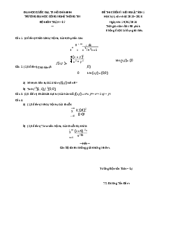 Đề Giải Tích Cuối Kỳ 2016 - Giải Tích | Trường Đại học CNTT Thành Phố Hồ Chí Minh