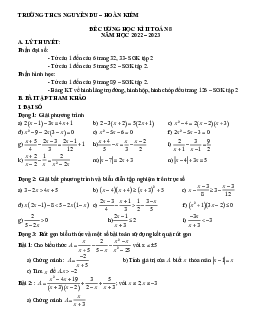 Đề cương học kì 2 Toán 8 năm 2022 – 2023 trường THCS Nguyễn Du – Hà Nội