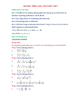 Chuyên đề phương trình chứa ẩn ở mẫu