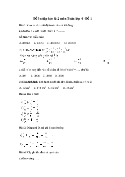 Đề thi học kì 2 môn Toán lớp 4 năm 2024 - Đề 1