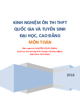 Kinh nghiệm giải Oxy và phương trình trong đề thi Quốc gia – Nguyễn Lê Đức Trọng