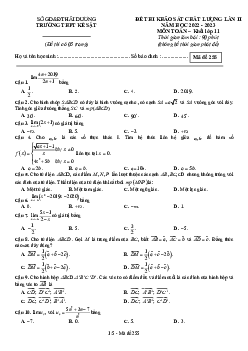 Đề khảo sát Toán 11 lần 2 năm 2022 – 2023 trường THPT Kẻ Sặt – Hải Dương