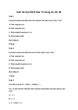 Hóa học 10 Bài 19: Luyện tập Phản ứng oxi hóa - khử - Kết Nối Tri Thức
