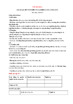 Giáo án Giáo dục công dân 8 Bài 10: Quyền và nghĩa vụ lao động của công dân | Cánh diều