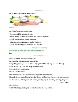 Giải SGK môn Tiếng Việt lớp 2 -  Bài 2: Làm việc thật là vui | Chân trời sáng tạo