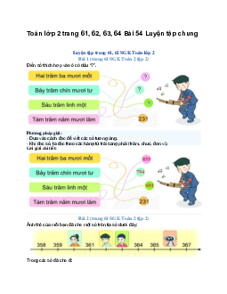 Toán lớp 2 trang 61, 62, 63, 64 Bài 54 Luyện tập chung | Kết nối tri thức