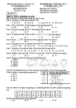 Đề cuối học kỳ 1 Toán 6 năm 2023 – 2024 phòng GD&ĐT Bảo Lộc – Lâm Đồng