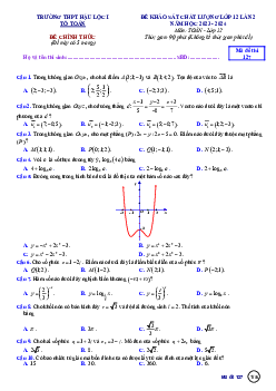 Đề khảo sát THPT Toán 12 lần 2 năm 2023 – 2024 trường THPT Hậu Lộc 1 – Thanh Hóa
