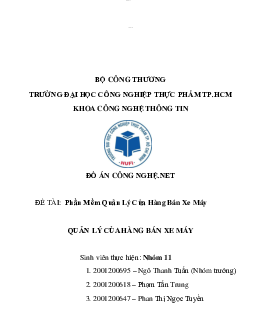 Đồ án đề tài phần mềm quản lý cửa hàng bán xe máy