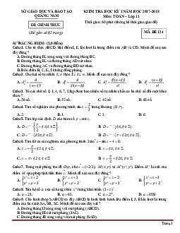 Đề thi học kỳ 1 môn toán lớp 11 tỉnh Quảng Nam năm 2017-2018 (có đáp án)