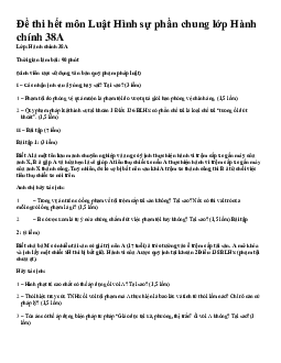 Đề thi mẫu kết thúc môn học Luật Hình sự phần chung