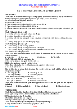 Đề cương ôn tập Lịch Sử 10 HK1 năm 2022-2023 theo từng mức độ