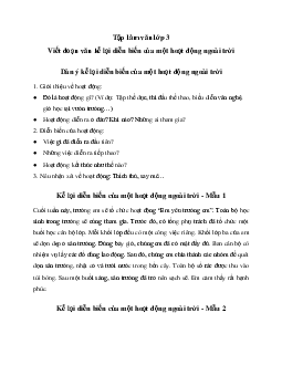 Tập làm văn lớp 3: Viết đoạn văn kể lại diễn biến của một hoạt động ngoài trời | Kết nối tri thức