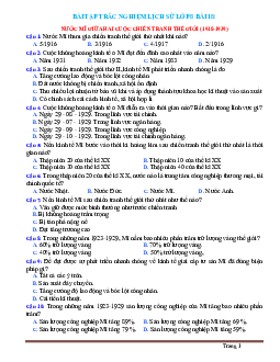Trắc nghiệm Sử 8 Bài 18: Nước Mĩ giữa hai cuộc Chiến Tranh Thế Giới 1918-1939 (có đáp án)