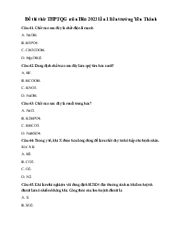 Đề thi thử THPT Quốc gia năm 2023 môn Hóa Học lần 1 trường THPT Yên Thành, Nghệ An (có đáp án)