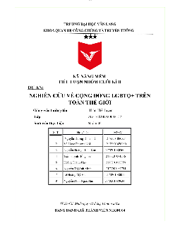 Nghiên cứu về cộng đồng LGBTQ+ trên toàn thế giới | Tiểu luận môn Kỹ năng mềm | Trường Đại học Văn Lang