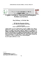 Original Article Logistics Activities in Vietnamese Retail Enterprises:  Problems and Solutions  môn Principle of Management | Trường Đại học Quốc tế, Đại học Quốc gia Thành phố Hồ Chí Minh