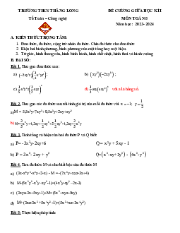Đề cương giữa học kì 1 Toán 8 năm 2023 – 2024 trường THCS Thăng Long – Hà Nội