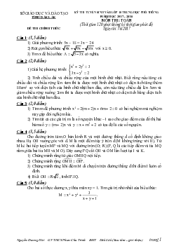Đề thi tuyển sinh lớp 10 THPT năm học 2017 – 2018 môn Toán sở GD và ĐT Đăk Lăk