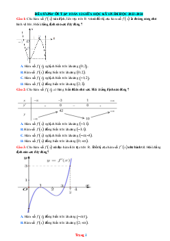 Đề cương ôn tập giữa học kỳ 1 toán 12 năm học 2023-2024