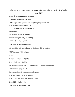 Hóa học 9 Bài 1: Tính chất hóa học của oxit. Khái quát về sự phân loại oxit