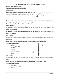 Tài liệu chủ đề đường thẳng vuông góc với mặt phẳng