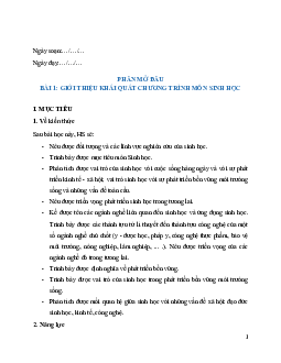 Giáo án Sinh học 10 sách Chân trời sáng tạo (HKI)