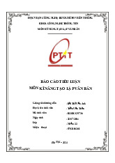 Tiểu luận môn Kỹ năng tạo lập văn bản | Học viện Công Nghệ Bưu Chính Viễn Thông