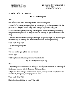 Đề cương ôn tập học kì 1 môn Ngữ văn 10 Cánh Diều