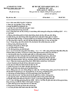 Đề Thi Thử TN 2023 Lịch Sử THPT Hàn Thuyên Lần 2 Có Đáp Án