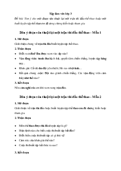 Tìm ý cho một đoạn văn thuật lại một trận thi đấu thể thao hoặc một buổi luyện tập thể thao (2 mẫu) | Tập làm văn 3 Chân trời sáng tạo