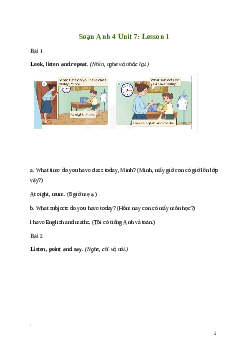 Giải Tiếng Anh lớp 4 Unit 7: Lesson 1 | Global Success