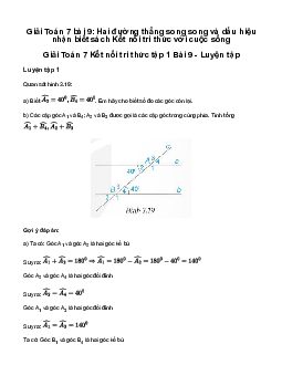 Giải Toán 7 Bài 9: Hai đường thẳng song song và dấu hiệu nhận biết | Kết nối tri thức