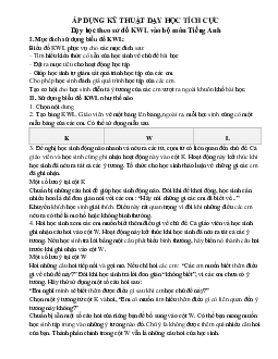 Dạy học theo sơ đồ KWL