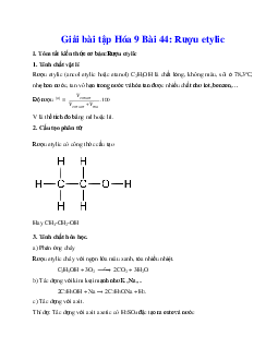 Giải Hóa 9 Bài 44: Rượu etylic