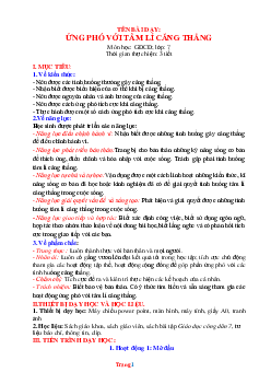 Giáo án GDCD 7 cánh diều Bài 7: Ứng phó với tâm lí căng thẳng