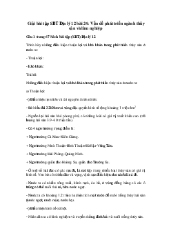 Giải bài tập SBT Địa Lý 12 bài 24: Vấn đề phát triển ngành thủy sản và lâm nghiệp