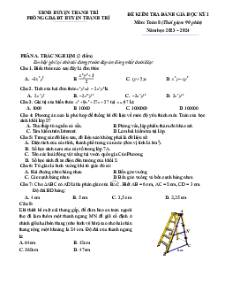 Đề học kỳ 1 Toán 8 năm 2023 – 2024 phòng GD&ĐT Thanh Trì – Hà Nội